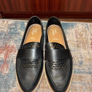 Womens Black Leather Loafers